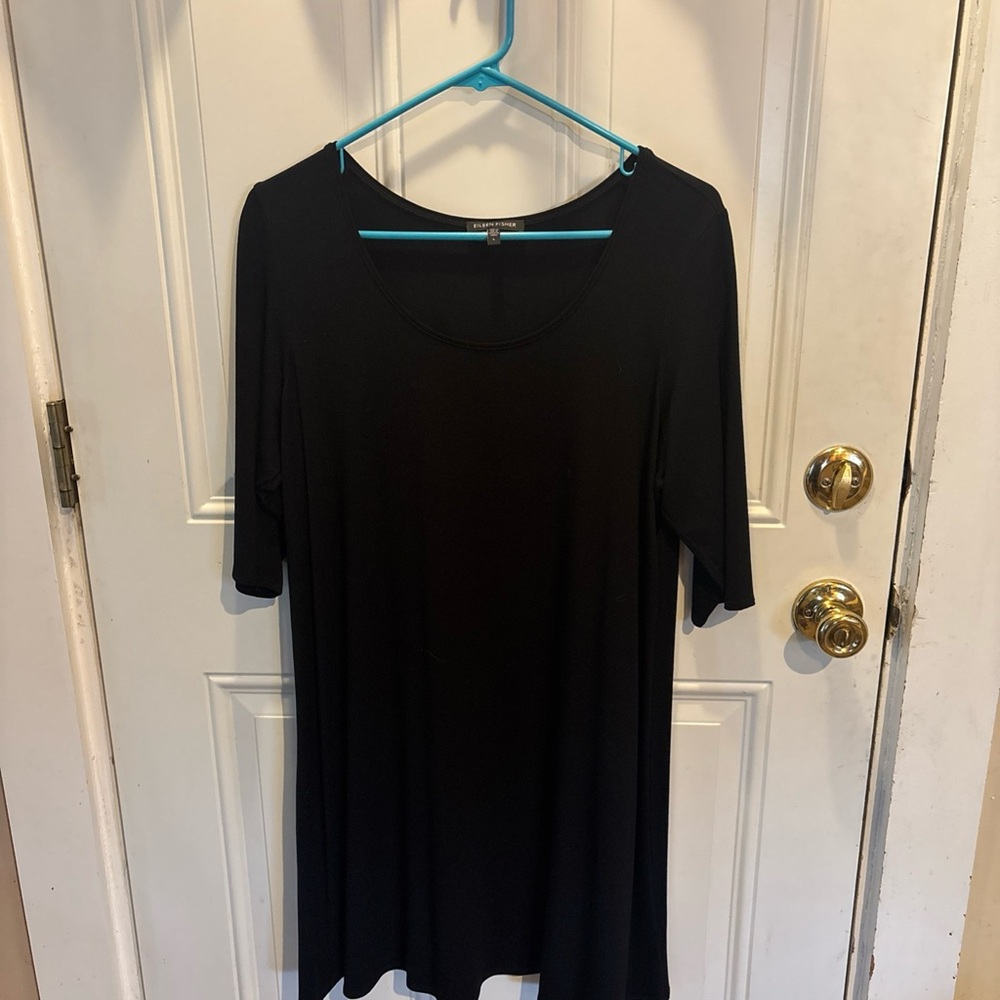 Eileen Fisher Midnight Black Short Sleeve Dress Tee